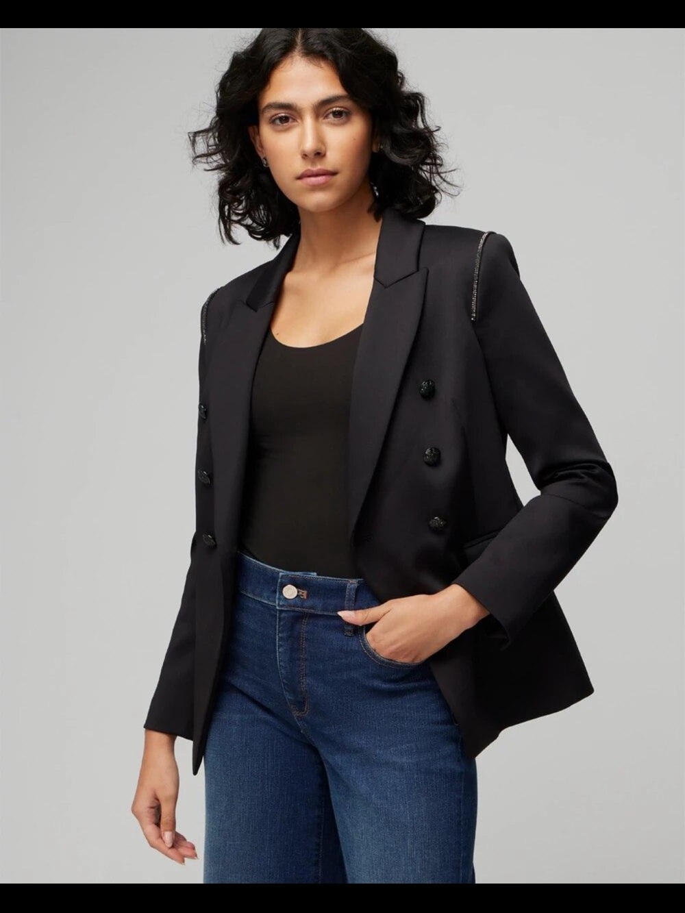 White House Black Market Black Double-Breasted Blazer